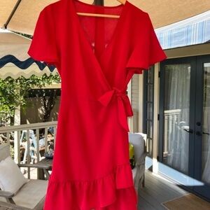 Red Wrap crepe Dress